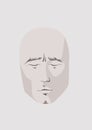 Human face. Calm male face with closed eyes, minimalistic style.
